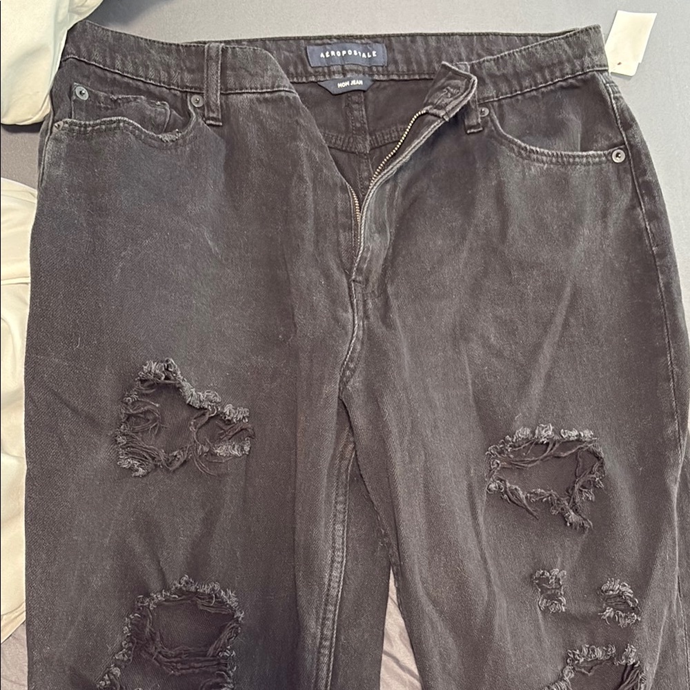 Abercrombie & Fitch Black Relaxed Jeans with Distressed Details